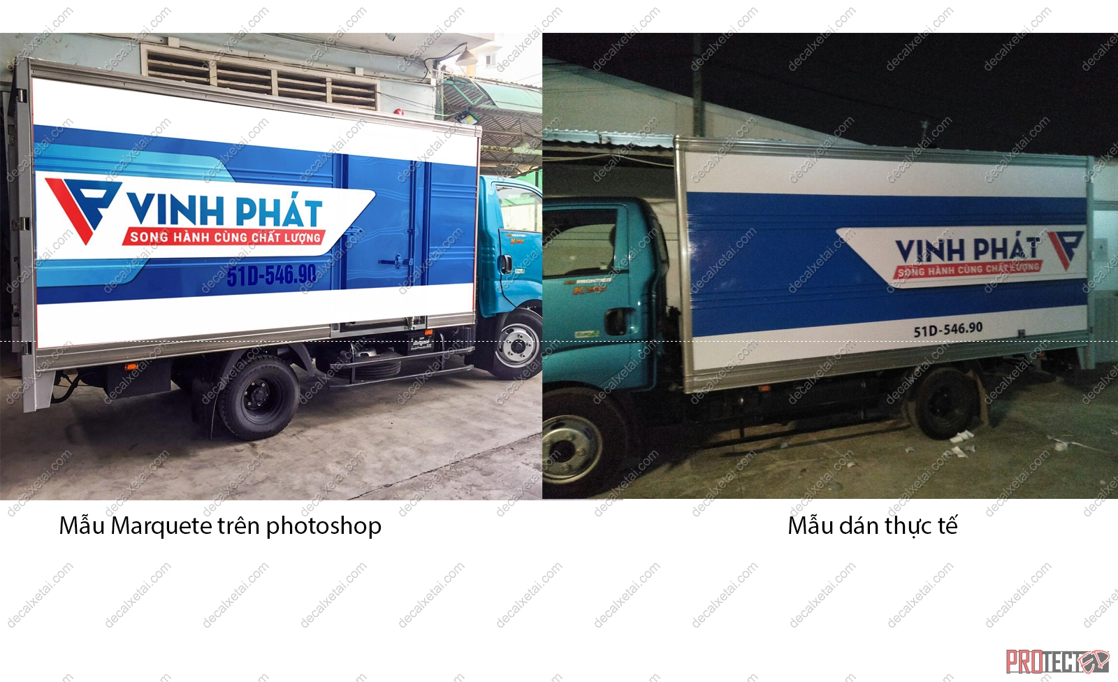 dán decal xe tải Vinh Phát - thực tế thi công